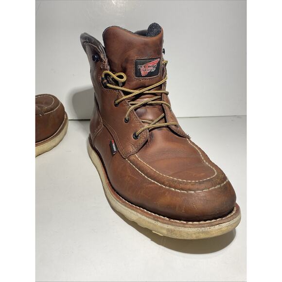 Vtg. Red Wing Moc Toe Men's Size 12 D Brown Red Leather Boots No.405 - Picture 13 of 16